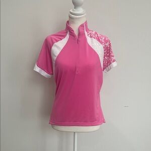 Women's Pink Short-Sleeve Zip-Front Active Jersey